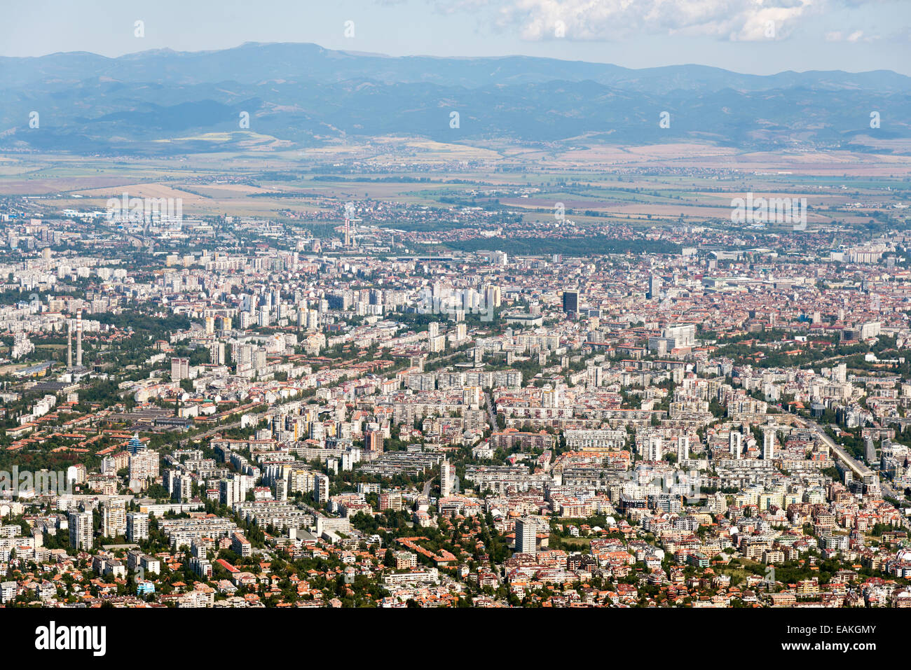 Blick auf Sofia vom Vitosha Berg, Bulgarien Stockfoto