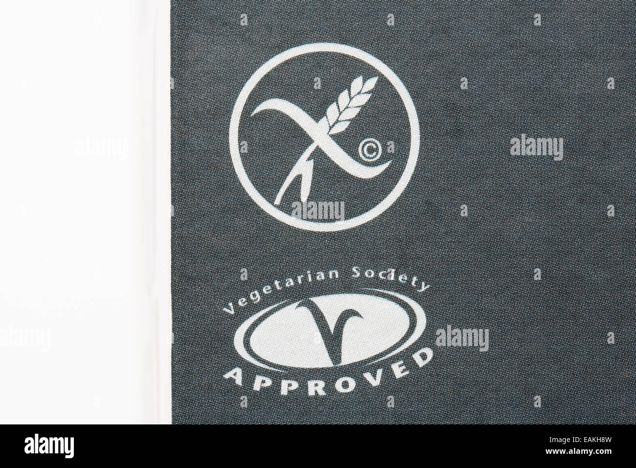 Gluten freie Symbol auf der Seite ein Getreide-Paket. Stockfoto