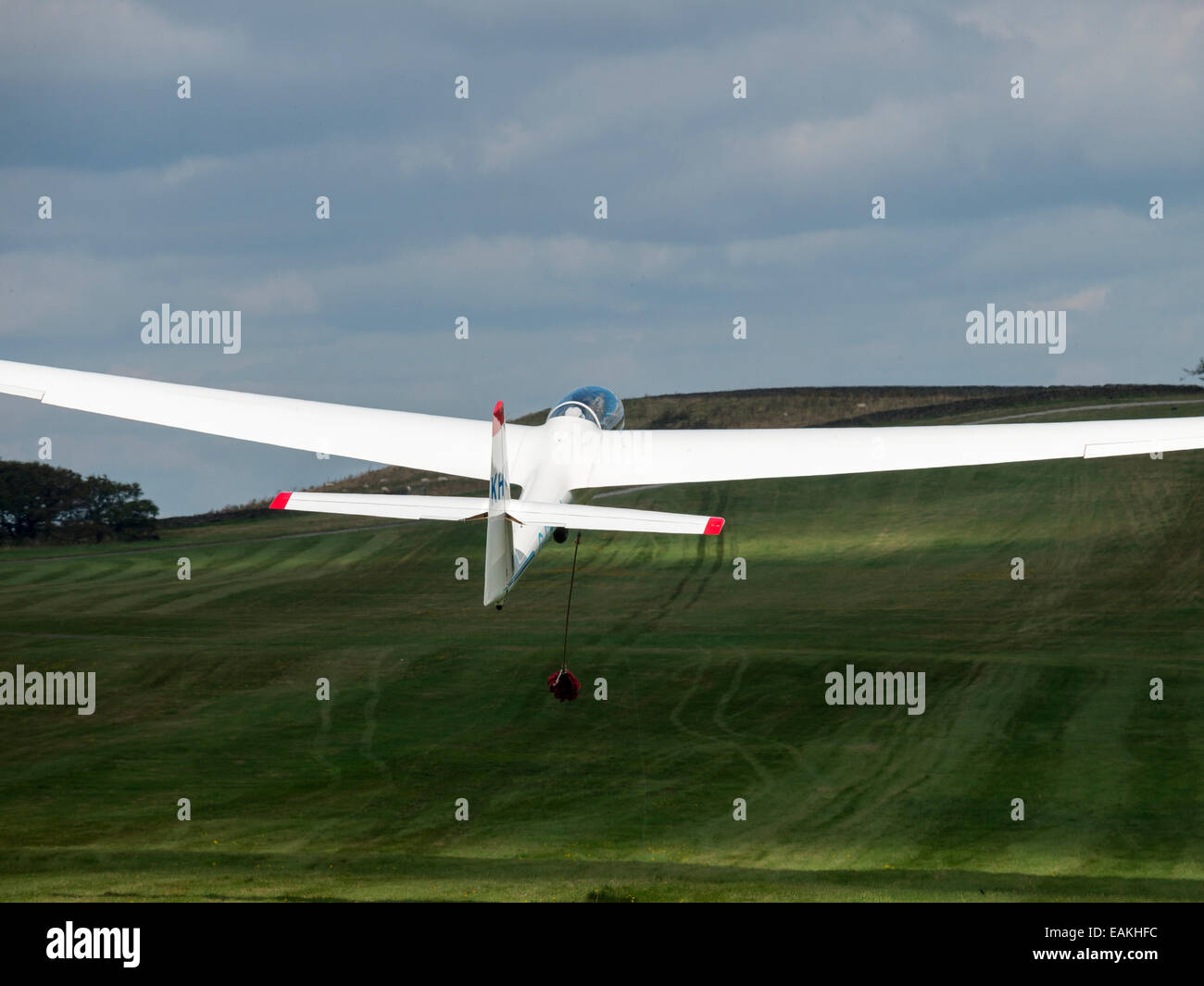Segelflugzeug im Derbyshire und Lancashire Gliding Club, auf großen Hucklow Flugplatz in der Nähe von Castleton, Derbyshire, uk Stockfoto