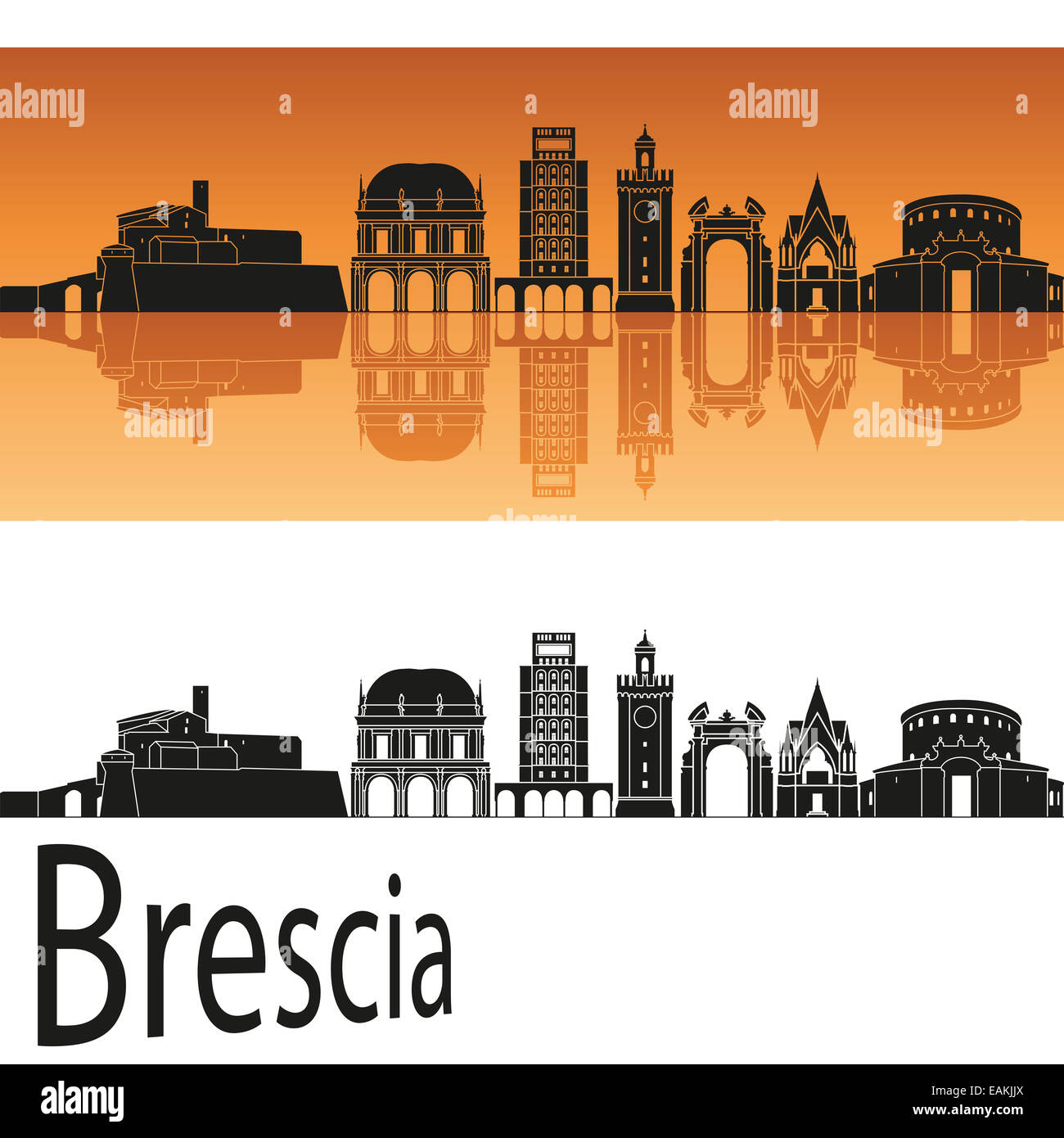 Skyline von Brescia in orange Stockfoto