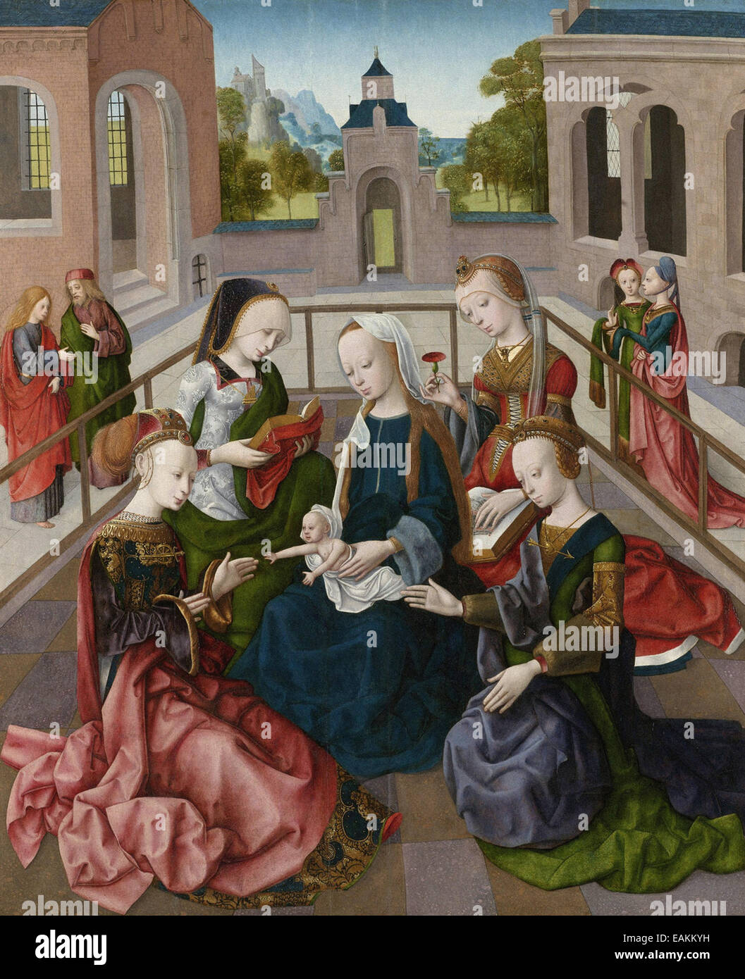 Meister der Virgo inter Virgenes die Jungfrau und Kind mit Heiligen Catherine, Cecilia, Barbara und Ursula Stockfoto