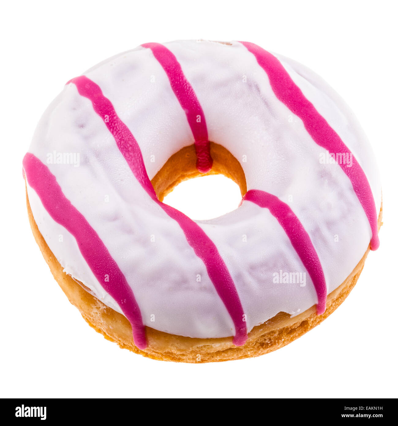 leckere leckere Donuts, die über einen weißen Hintergrund isoliert Stockfoto