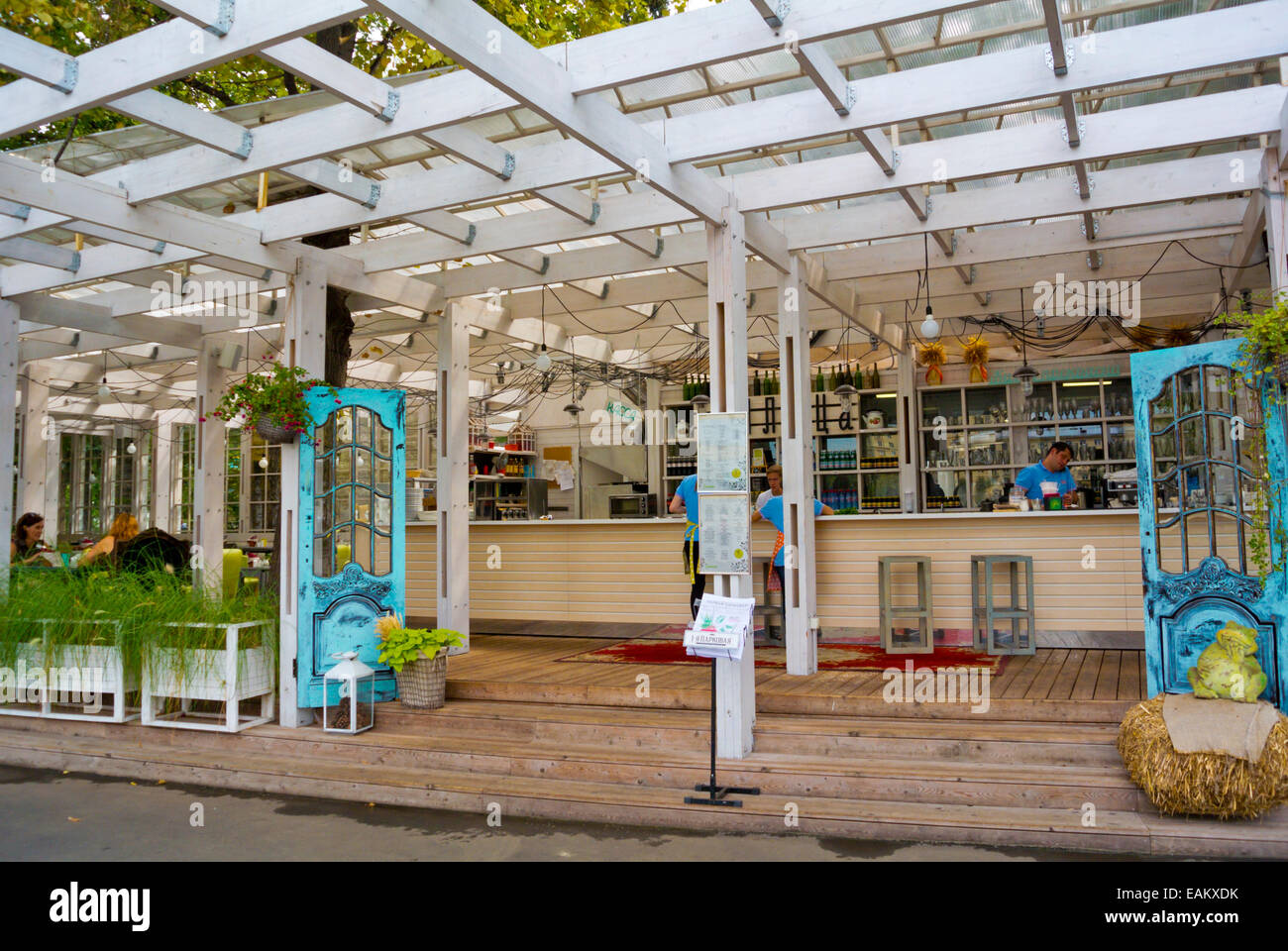 Cafe Bar, Gorky Park, Moskau, Russland, Europa Stockfoto