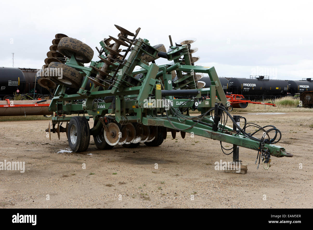 Flaman Wishek schwere Scheibe Pflug Landmaschinen Saskatchewan Kanada Stockfoto
