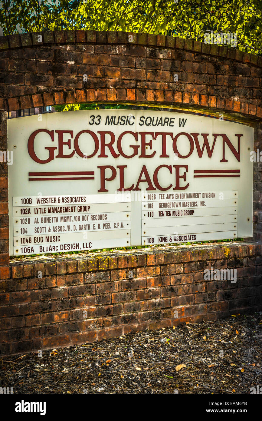 Eingang zum Georgetown Ort Tonstudio beherbergt auch zahlreiche Musik-Industrie-Unternehmen auf Music Row in Nashville TN Stockfoto