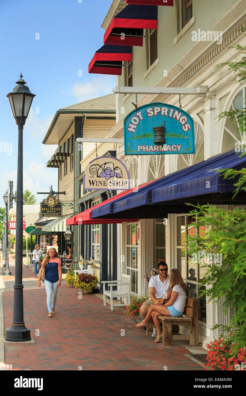 Die Innenstadt von heißen Quellen, Bath County, Virginia, USA-Heimat der historischen Gehöft Resort Stockfoto