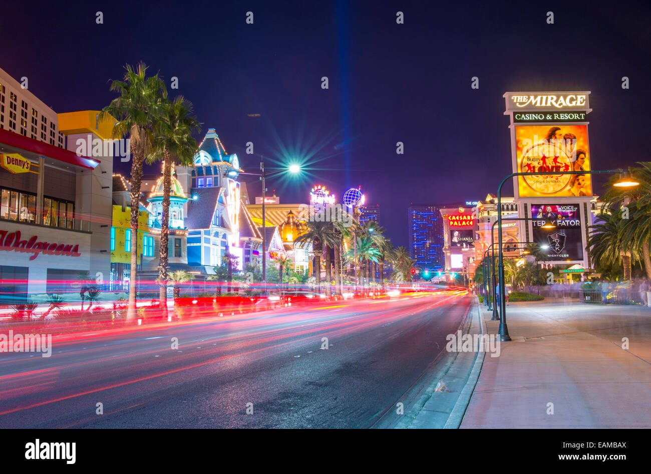 Blick auf den Strip am 22. Oktober 2014 in Las Vegas. Der Las Vegas Strip ist ein ca. 4,2-Meile Strecke von Las Vega (6,8 km) Stockfoto