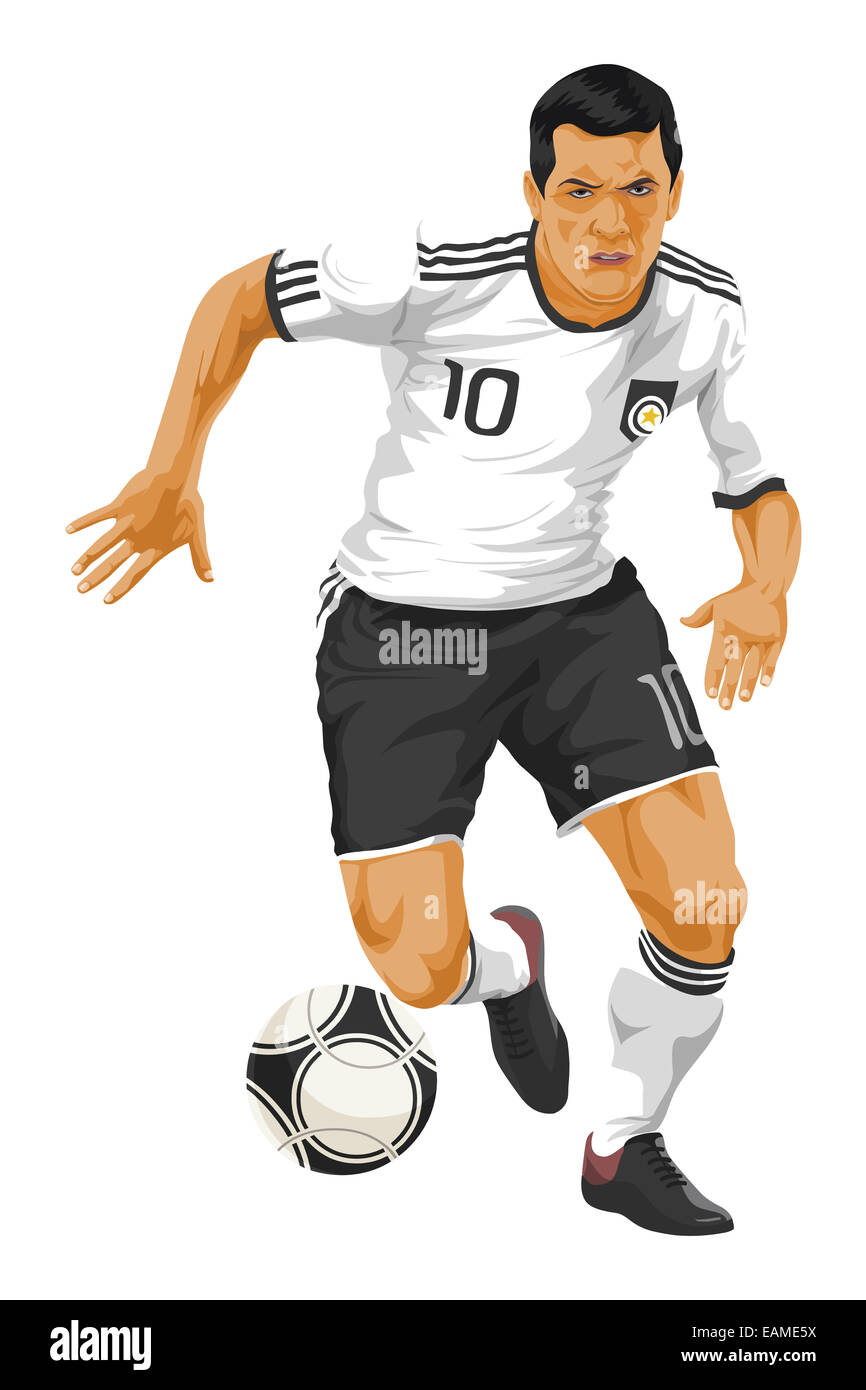 Vektor-Illustration der Fußballer den Ball. Stockfoto