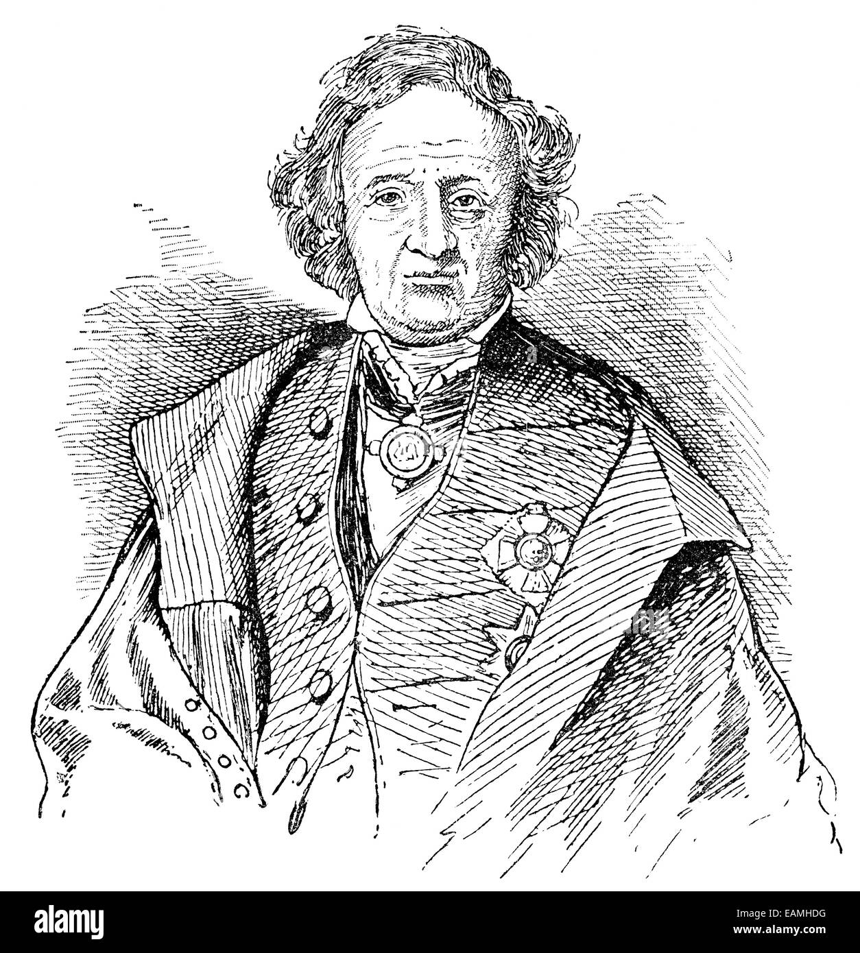 Porträt von ein deutscher Historiker und einer der Gründer der modernen quellenbasierte Geschichte, Leopold von Ranke. Stockfoto