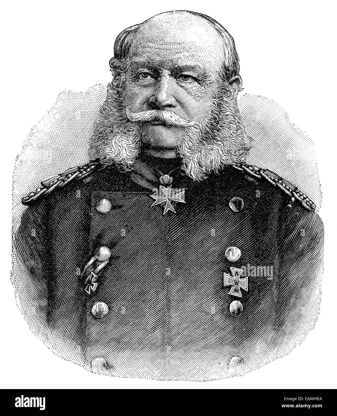 Porträt von William I, deutscher Kaiser. Veröffentlichung des Buches 'A Century in Text und Bild', Berlin, Deutschland, 1899 Stockfoto