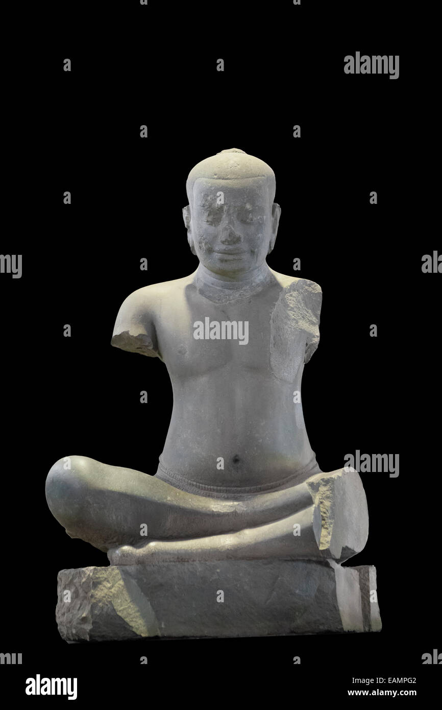 Die ursprüngliche Statue von König Jayavarman VII., Phimai Nationalmuseum, Thailand Stockfoto