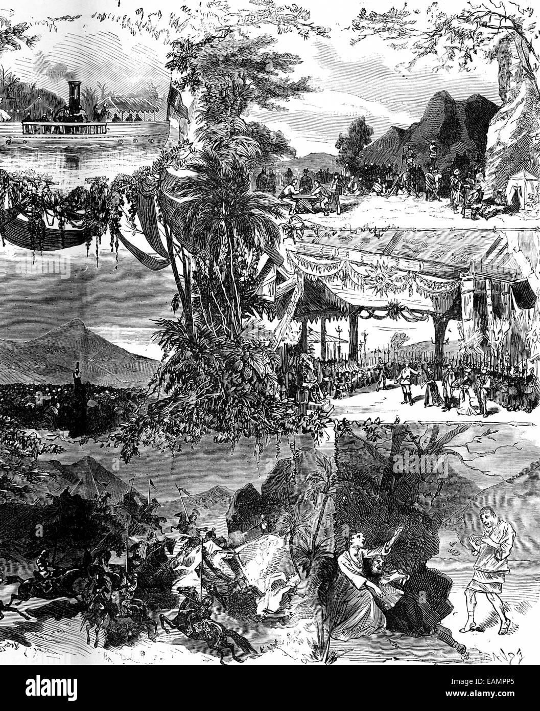 Mysteries Of Africa, The Black Venus spielen in fünf Akten und zwölf Szenen, M.Ad Belot, Vintage gravierten Abbildung. Journal des Voyages, Reise-Journal (1879 / 80). Stockfoto