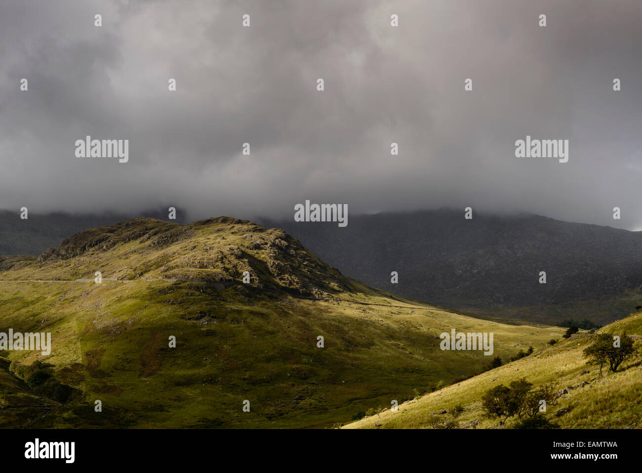 Schlechtes Wetter über die Glyders, Snowdonia, North Wales Stockfoto