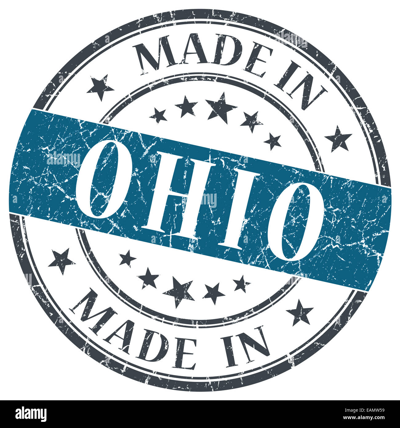 in Ohio blaue Runde Grunge isoliert Stempel gemacht Stockfoto