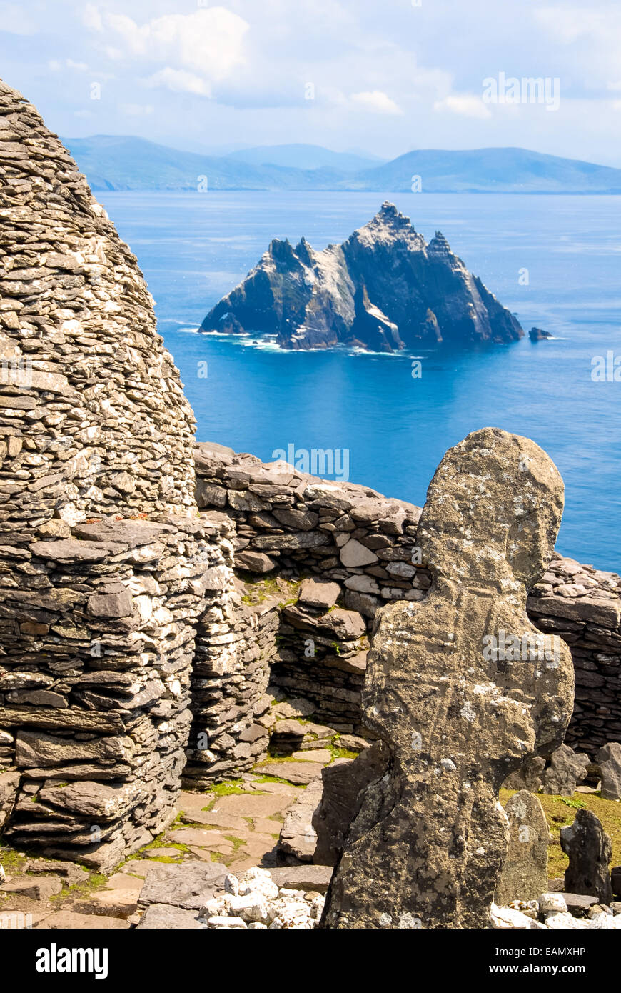 die berühmte Insel Skellig Michael in Irland Stockfoto