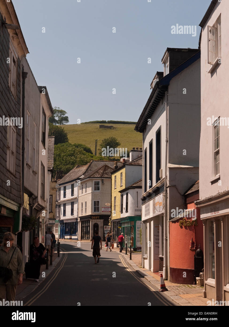 High Street und The Narrows, Totnes, Devon, Südengland Stockfoto