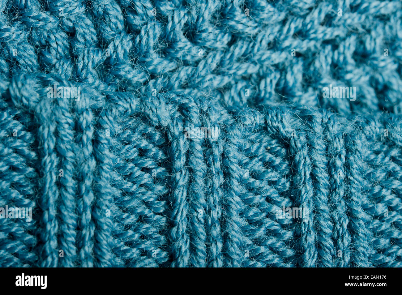 blaue Wolle Textile Makro Hintergrund Stockfoto