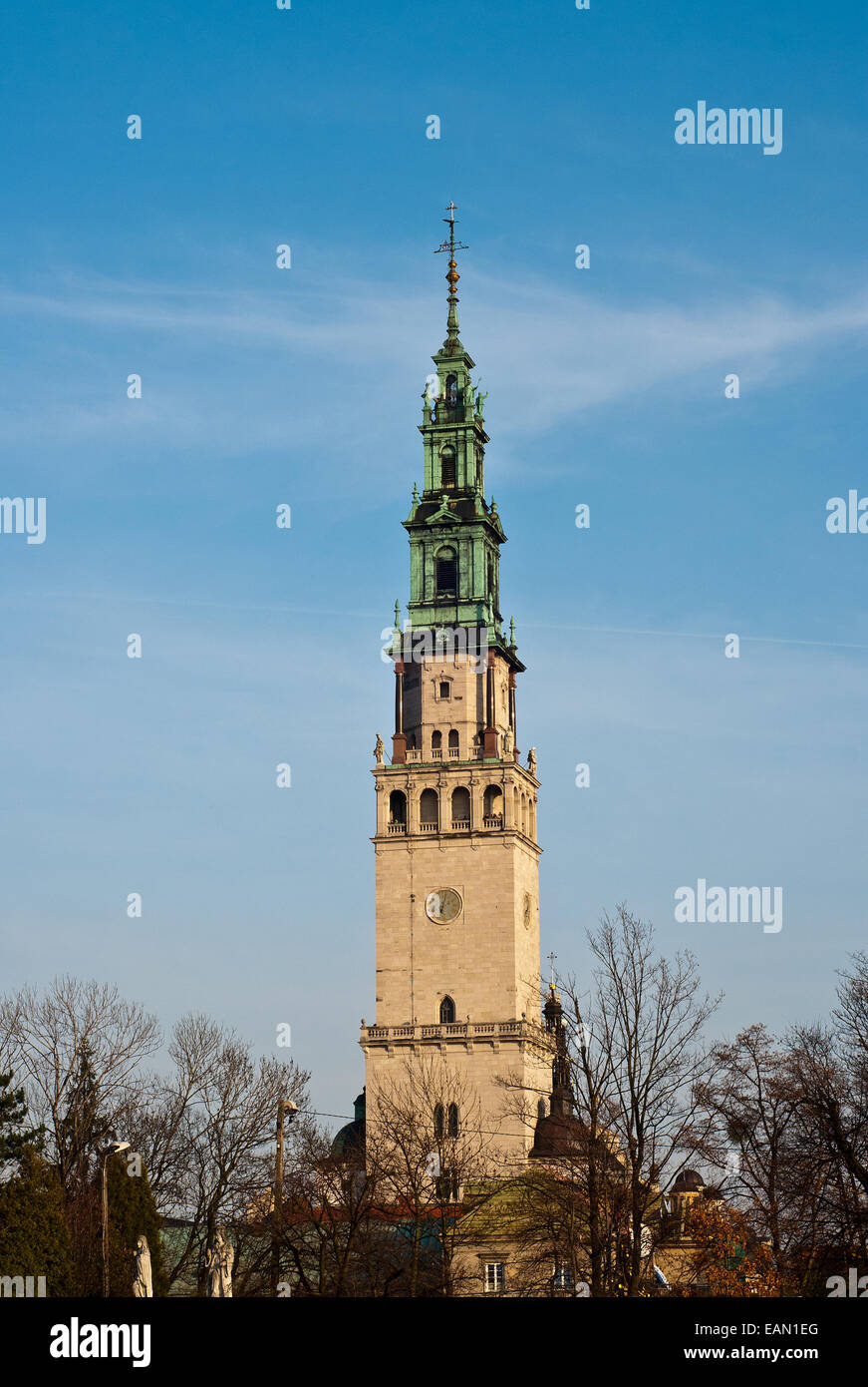 Turm des Klosters Jasna Gora, Czestochowa, Polen Stockfoto