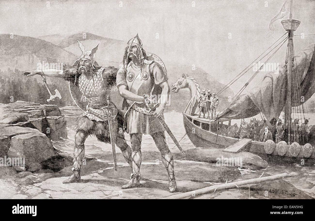 Die Landung der Nordmänner auf der Küste von Nordamerika im 11. Jahrhundert. Aus der Geschichte unseres Landes veröffentlicht 1899 Stockfoto