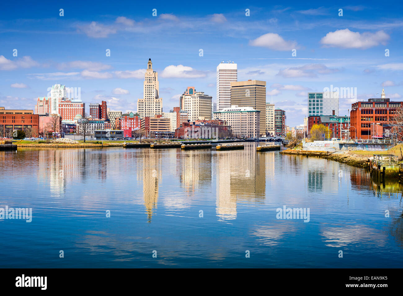 Providence, Rhode Island Skyline der Stadt am Fluss. Stockfoto