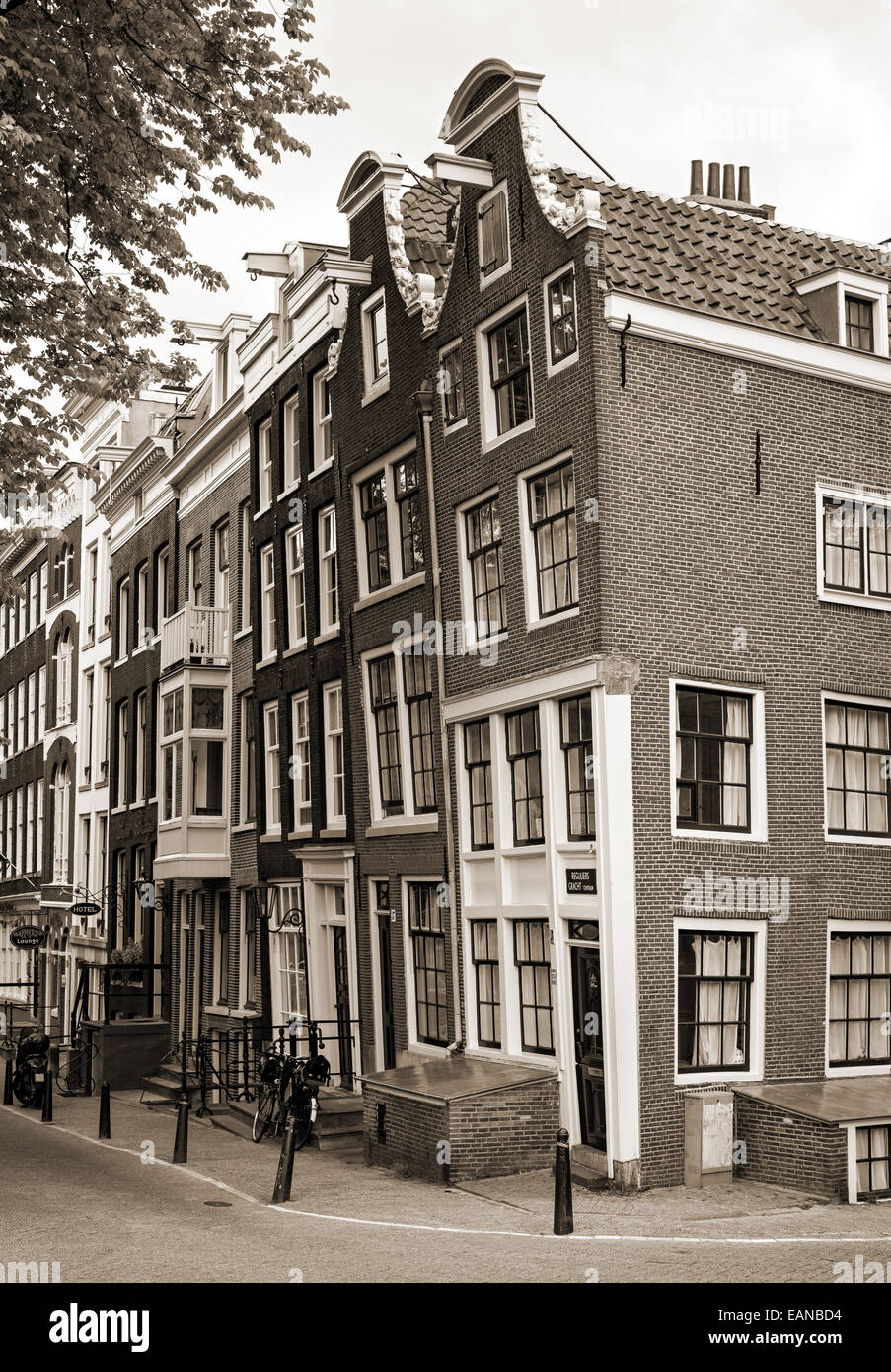 Amsterdam Canalside Häuser Stockfoto