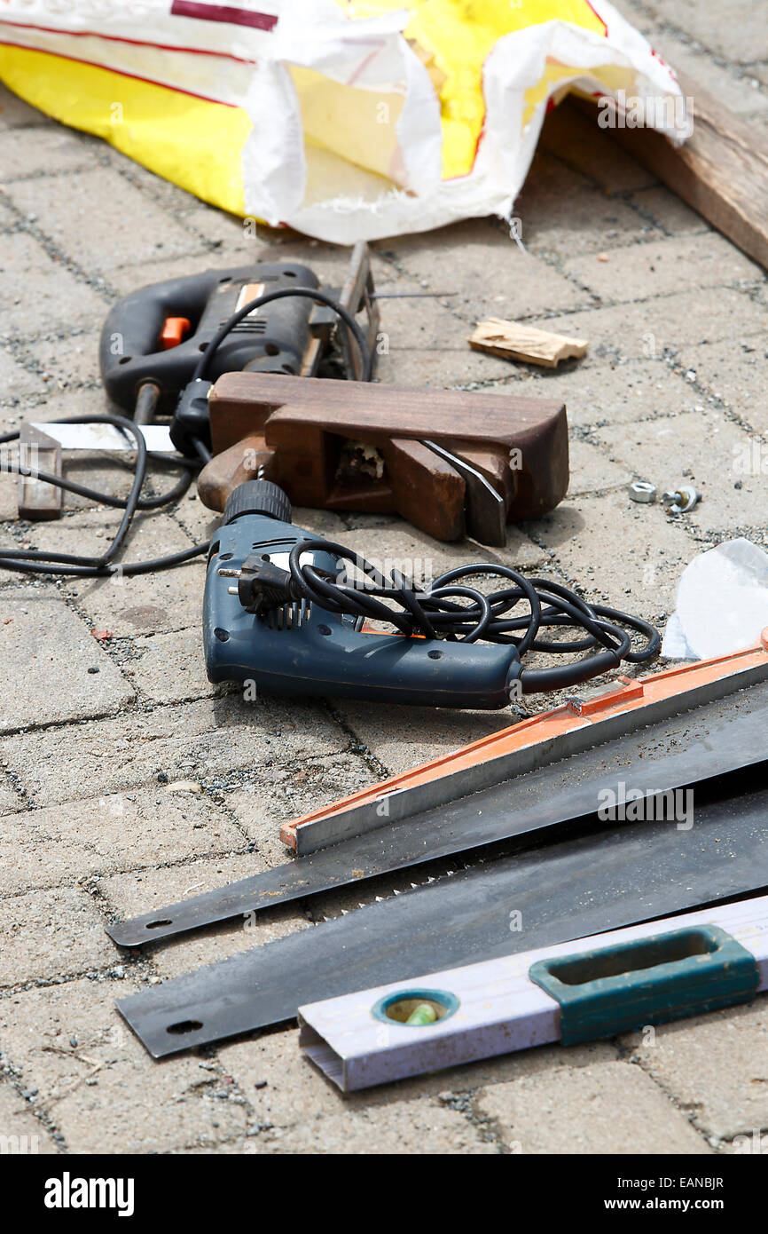 Mehrere Tools von einem afrikanischen carpenter Stockfoto