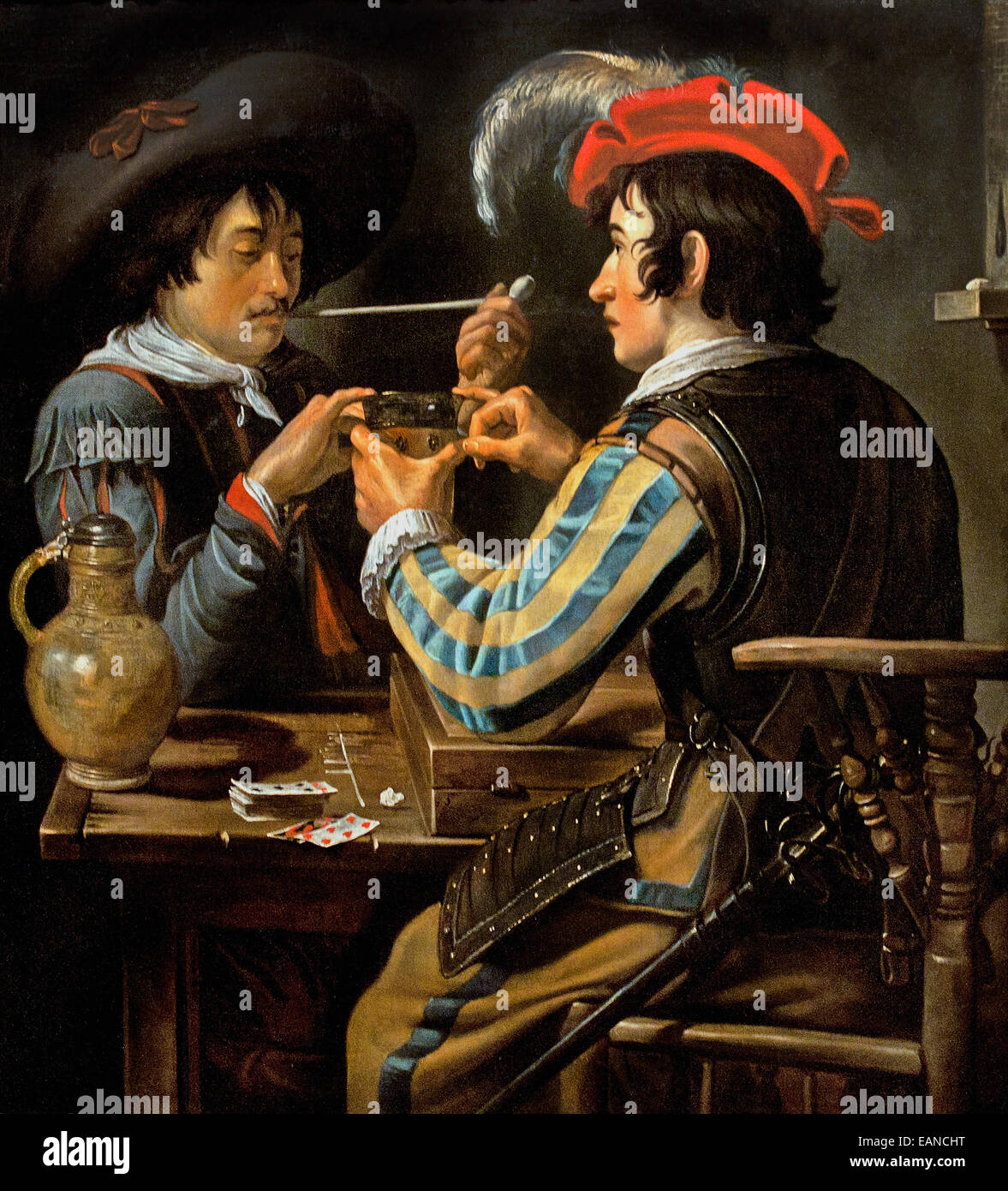 Les Joueurs de Cartes - Karte Spieler Theodoor Rombouts 1597 – 1637 flämischen Barock Belgien belgische Stockfoto