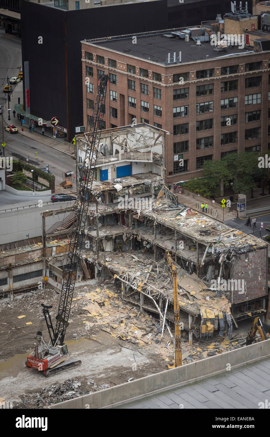 Abriss des Gebäudes, Chicago USA Stockfoto
