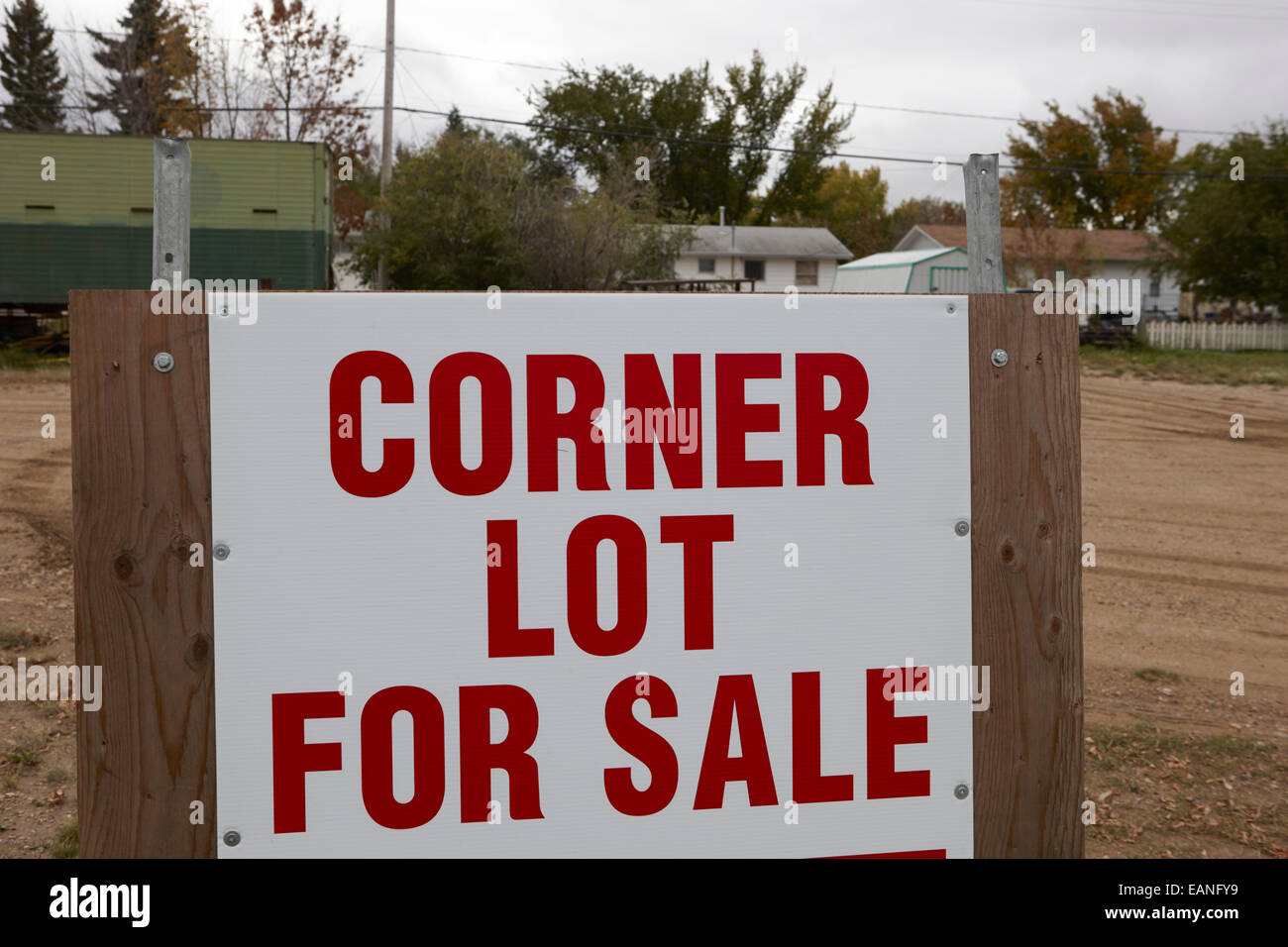 Eckgrundstück zu verkaufen Immobilien Saskatchewan Kanada anmelden Stockfoto