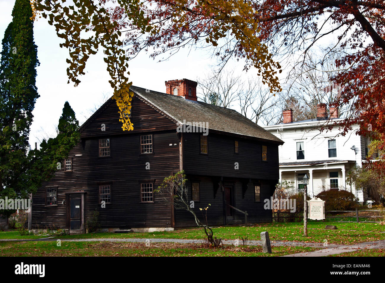 Deerfield, Massachusetts, historische Deerfield, Old Deerfield, alten indischen Haus Memorial Stockfoto