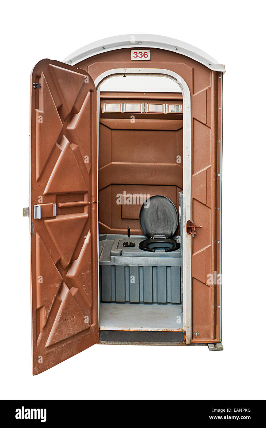 Die mobile toilette wird oft als Aand für große Festivals oder Veranstaltungen im Freien gemietet. Stockfoto