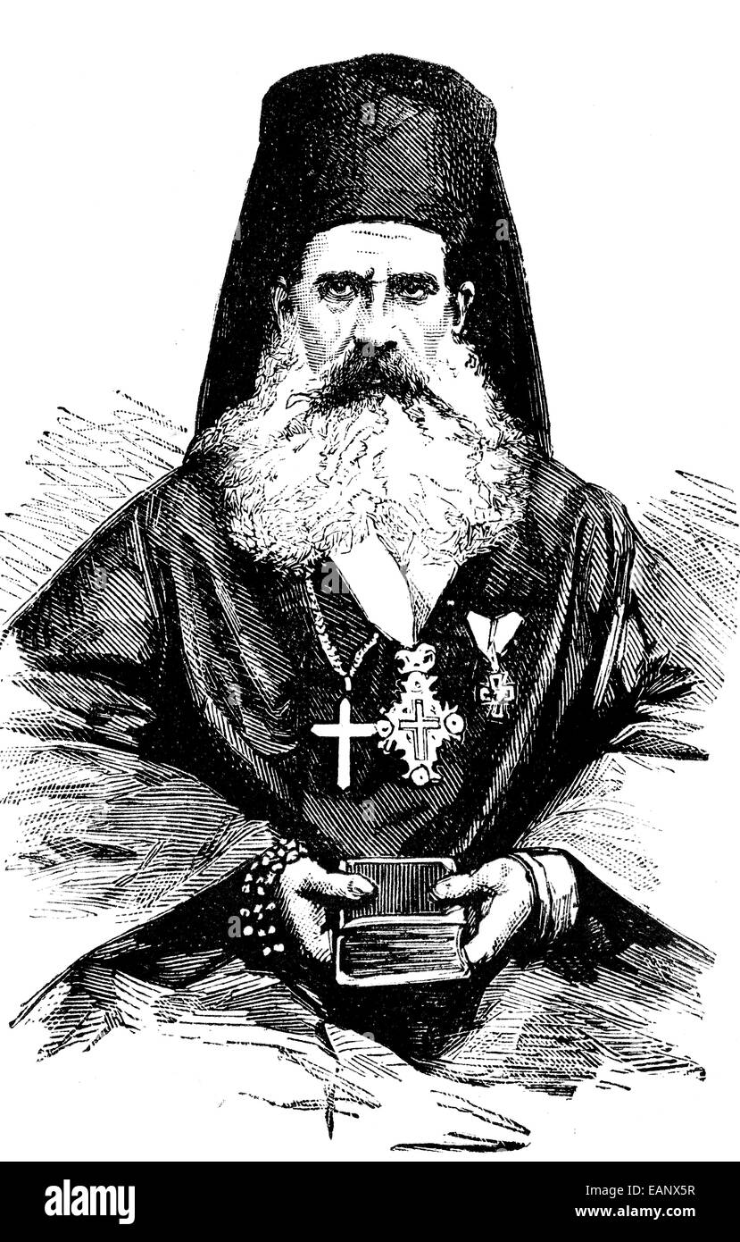 Montenegrinische Bischof. Vintage gravierten Abbildung. Journal des Voyages, Reise-Journal (1880-81). Stockfoto