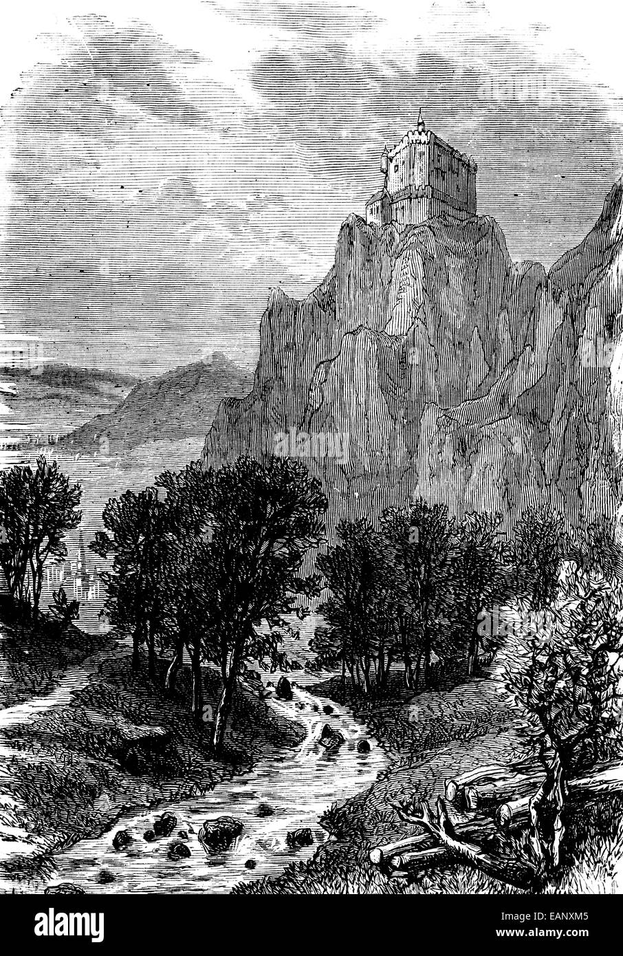 Schloss Schoenhausen graviert Vintage Illustration. Zeitschrift des Reise, Reise-Journal (1880-81). Stockfoto