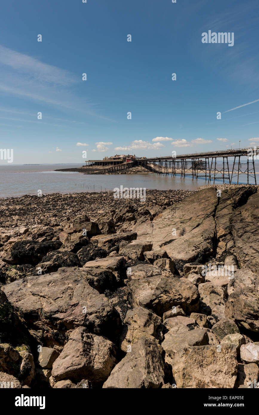 Stillgelegten Birnbeck Pier, Weston Super Mare, North Somerset., UK.  Vom Pier-Generator Eugenius Birch entworfen und im Jahre 1867 eröffnet. Stockfoto