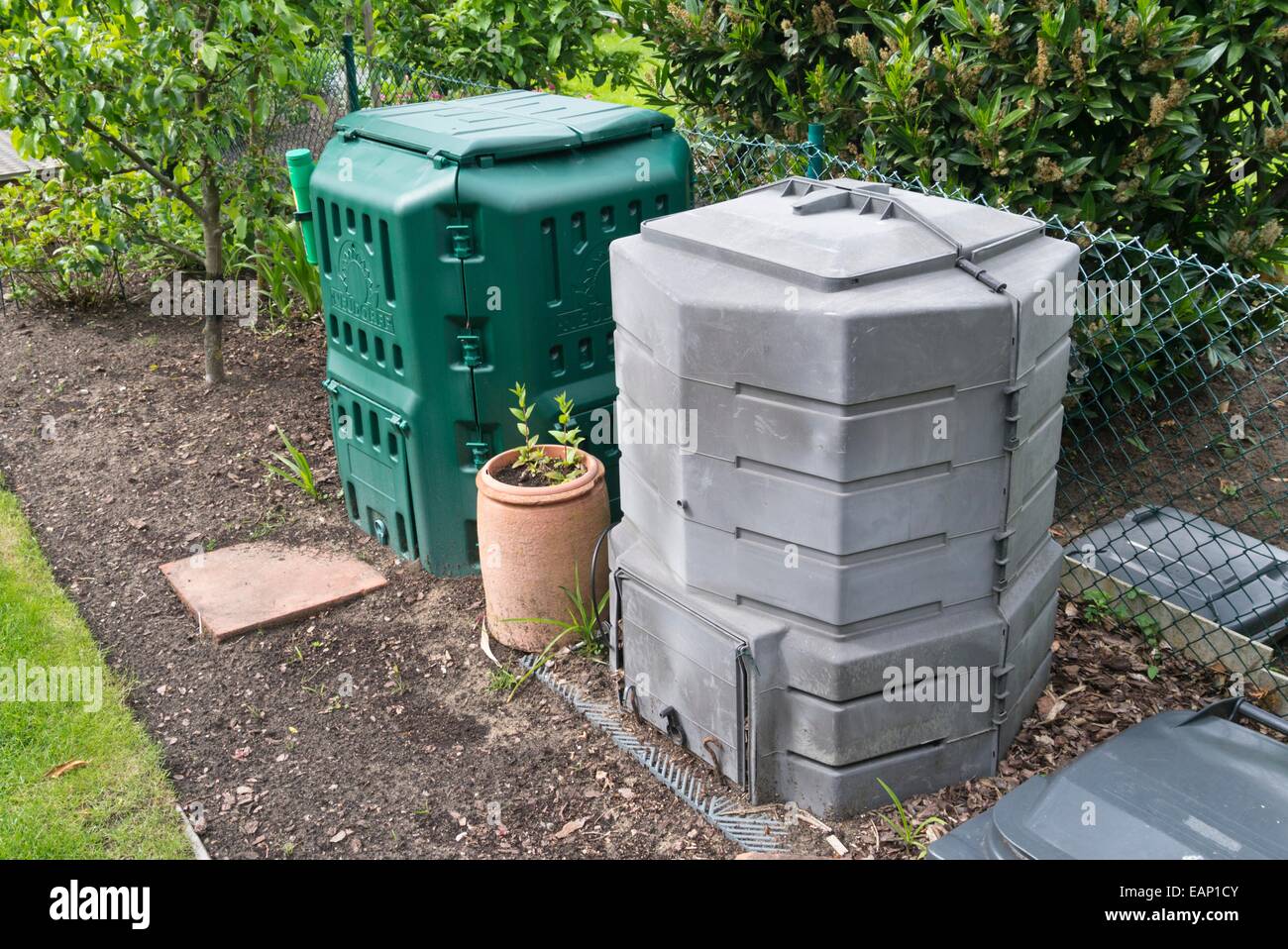 Kunststoff Komposteimer Stockfoto