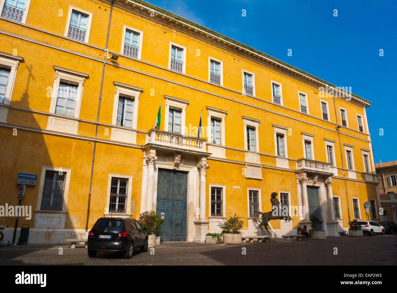 Palazzo Olivieri, Häuser, Archäologisches Museum, Centro Storico, Pesaro, Marken, Italien Stockfoto