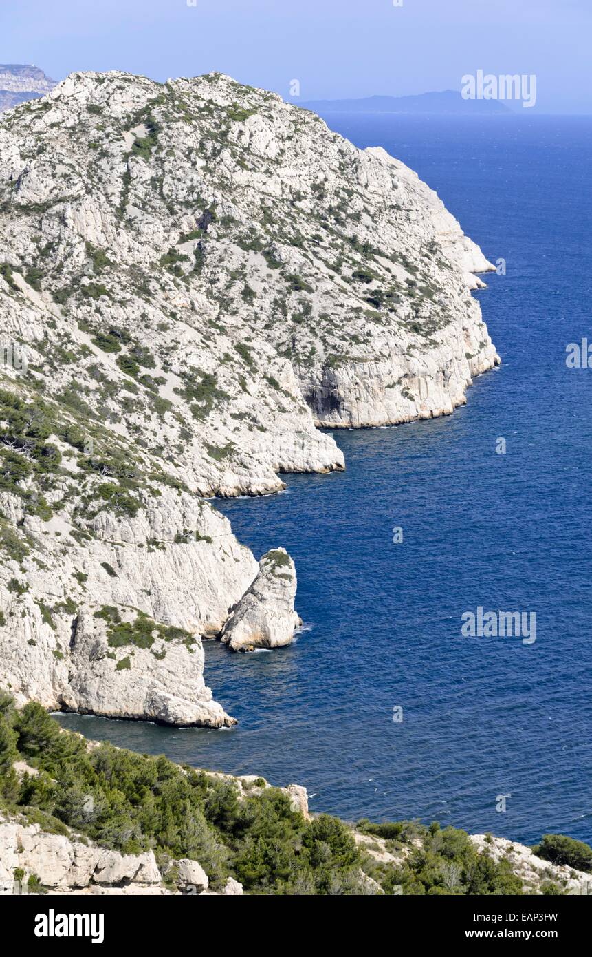 Steilküsten, Calanques Nationalpark, Frankreich Stockfoto