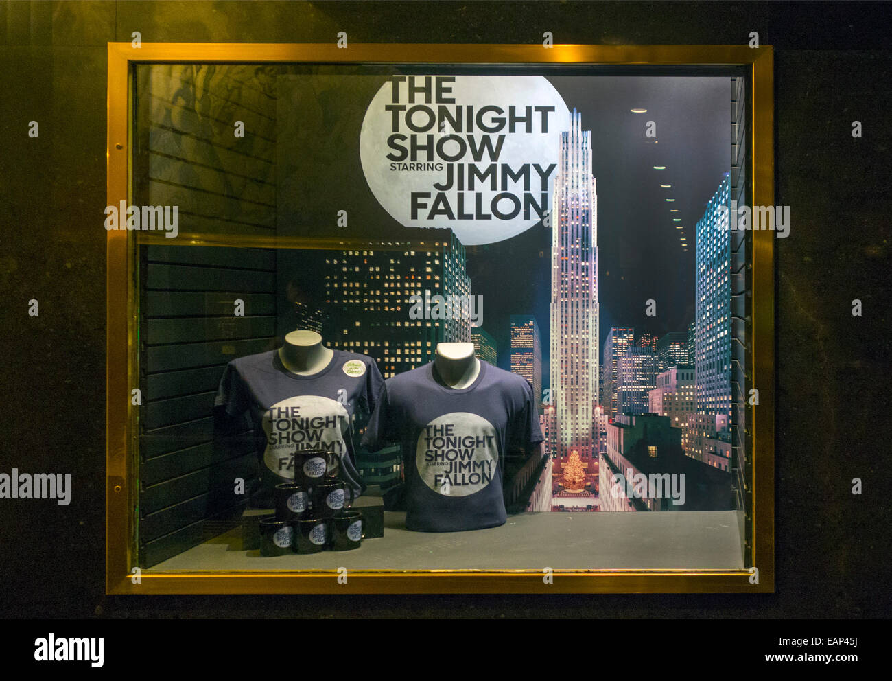 Heute Abend zeigen Sie Jimmy Fallon Souvenirs am Rockefeller plaza Stockfoto