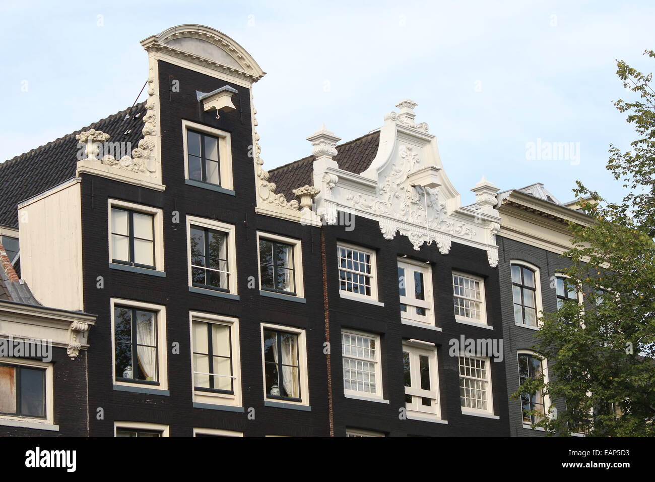17. Jahrhundert historischen Giebelhäusern Fassaden am Prinsengracht Kanal, Amsterdam Stockfoto