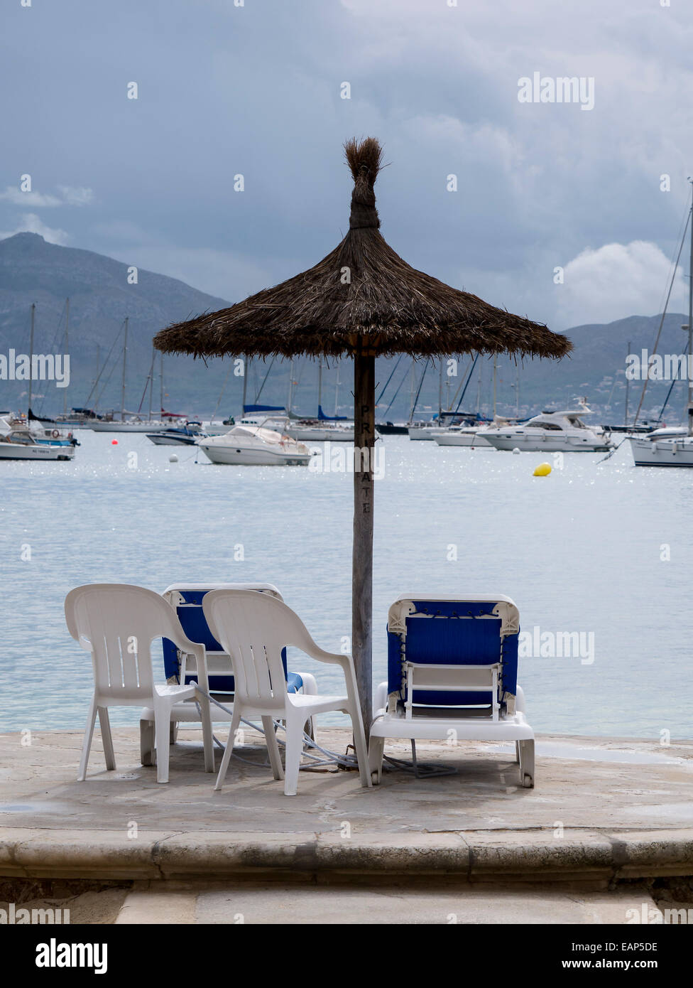 Grauer Tag, Peurto Pollensa, Mallorca, Spanien Stockfoto