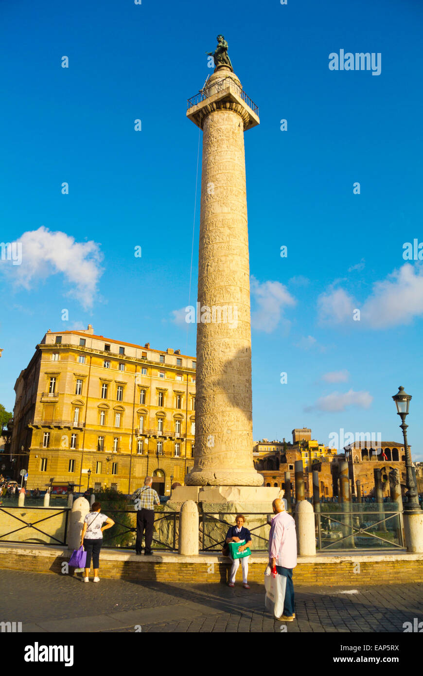 Colonna Traiana, die Trajanssäule, Piazza Foro Traiano Quadrat, Foro di Traiano, Forum Traiani, Trajan Forum in alten Rom, Ital Stockfoto