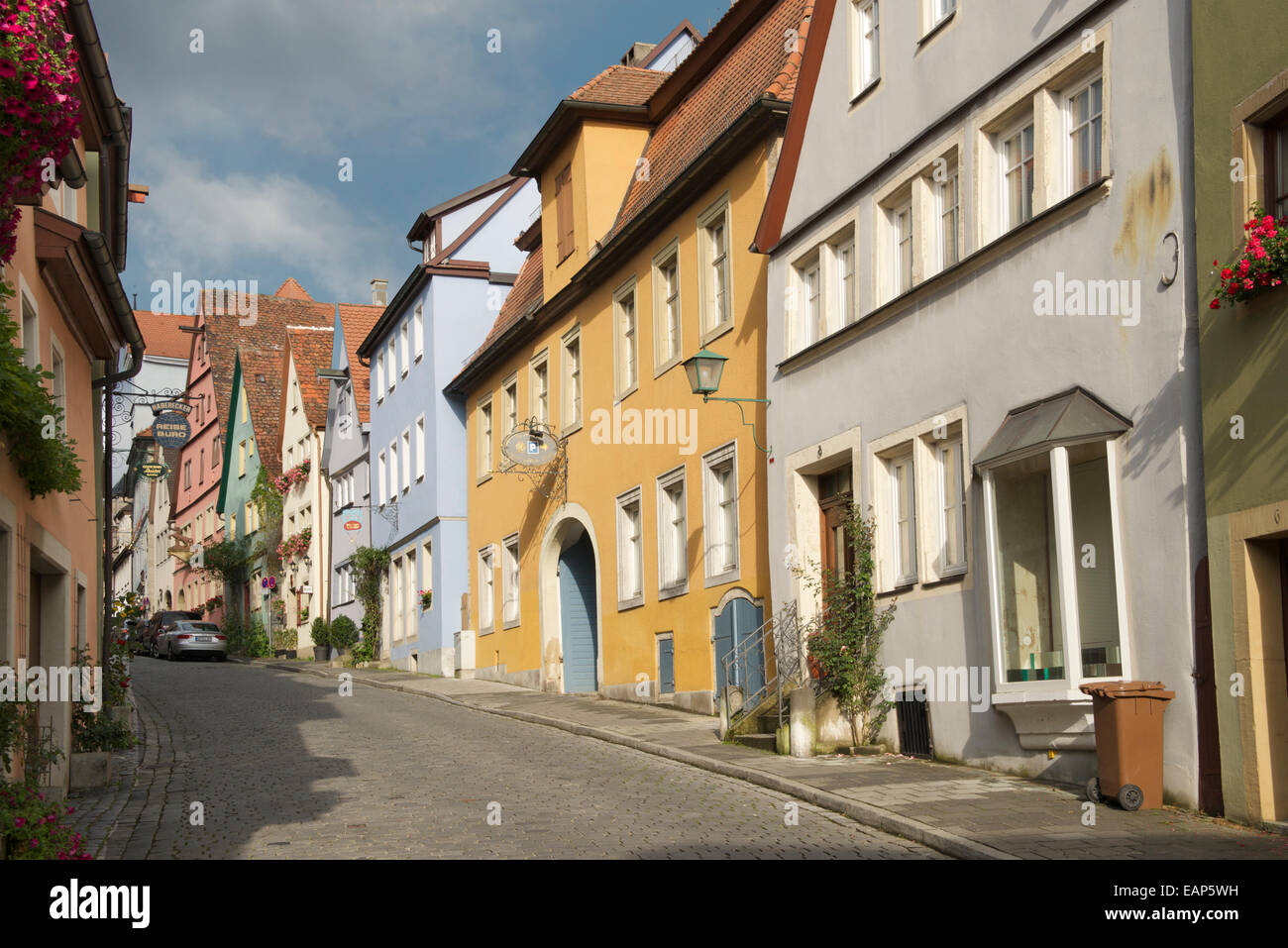 Gepflasterten Stein Straße Rothenburg Ob der Tauber Deutschland Stockfoto