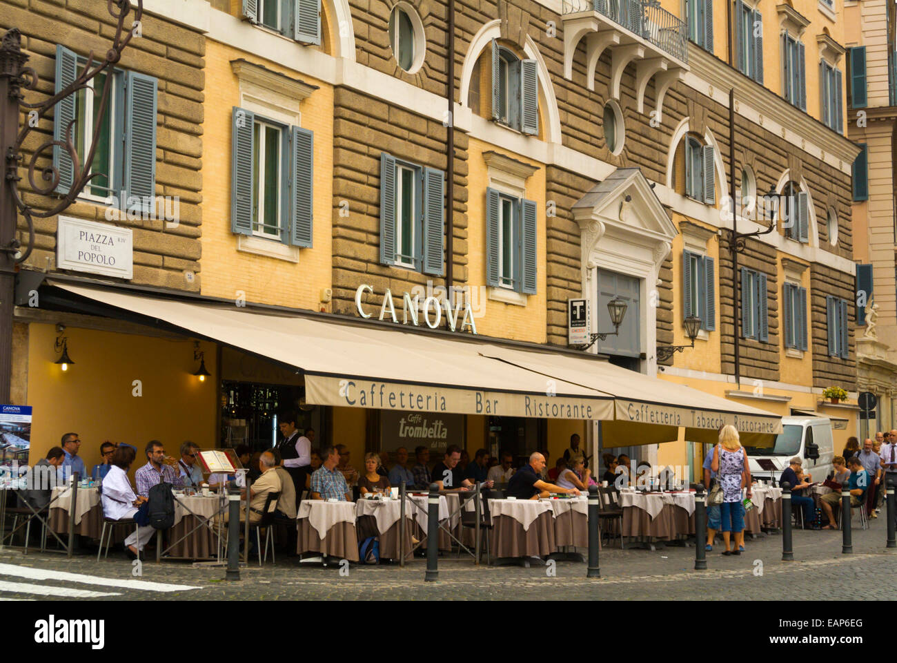 Canova Café Terrasse, Piazza del Popolo, Centro Storico, Altstadt, zentral-Rom, Italien Stockfoto