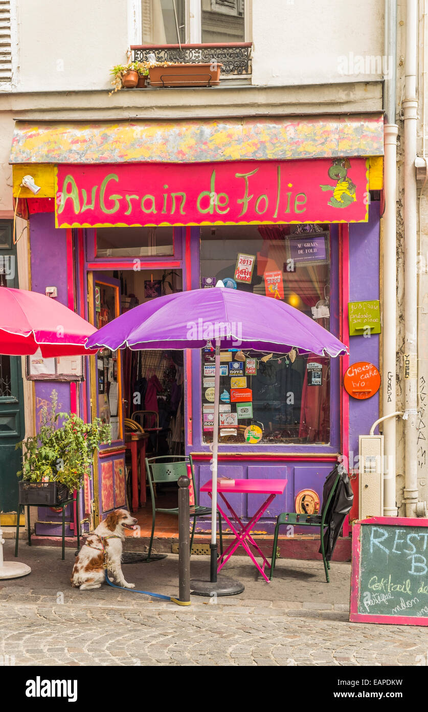 vegetarisches Restaurant au Korn De La Folie in das Viertel Montmartre, Paris, Ile de France, Frankreich Stockfoto