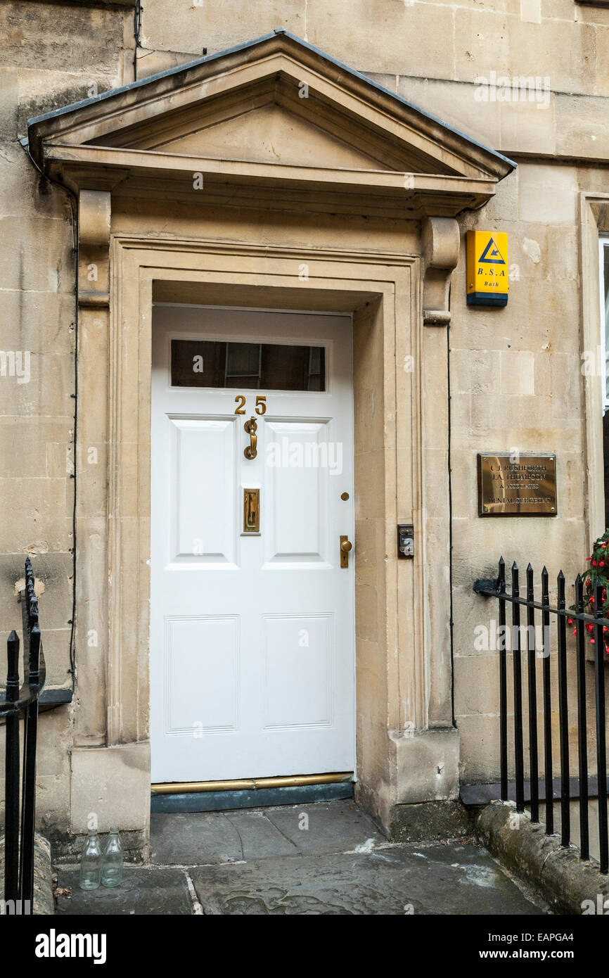 Exterieur / front Tür / außerhalb 25 Gay Street, Bath; Das Haus, wo Jane Austen einst lebte. Stadt Bath, Somerset, UK. Stockfoto