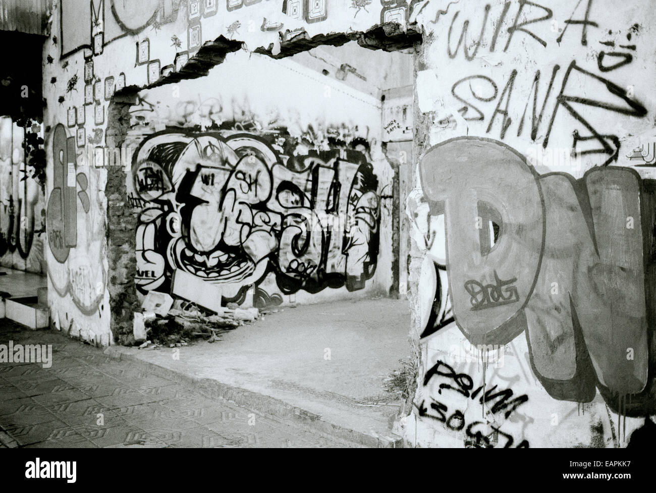 Urban Graffiti Kunst in Yogyakarta auf Java in Indonesien in Südostasien im Fernen Osten. Reisen Stockfoto