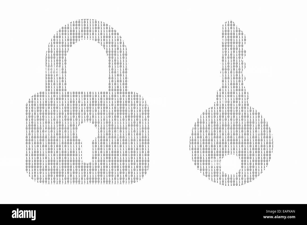 Internet-Security-Konzept, die mit binären Code zeichnen ein Vorhängeschloss Stockfoto