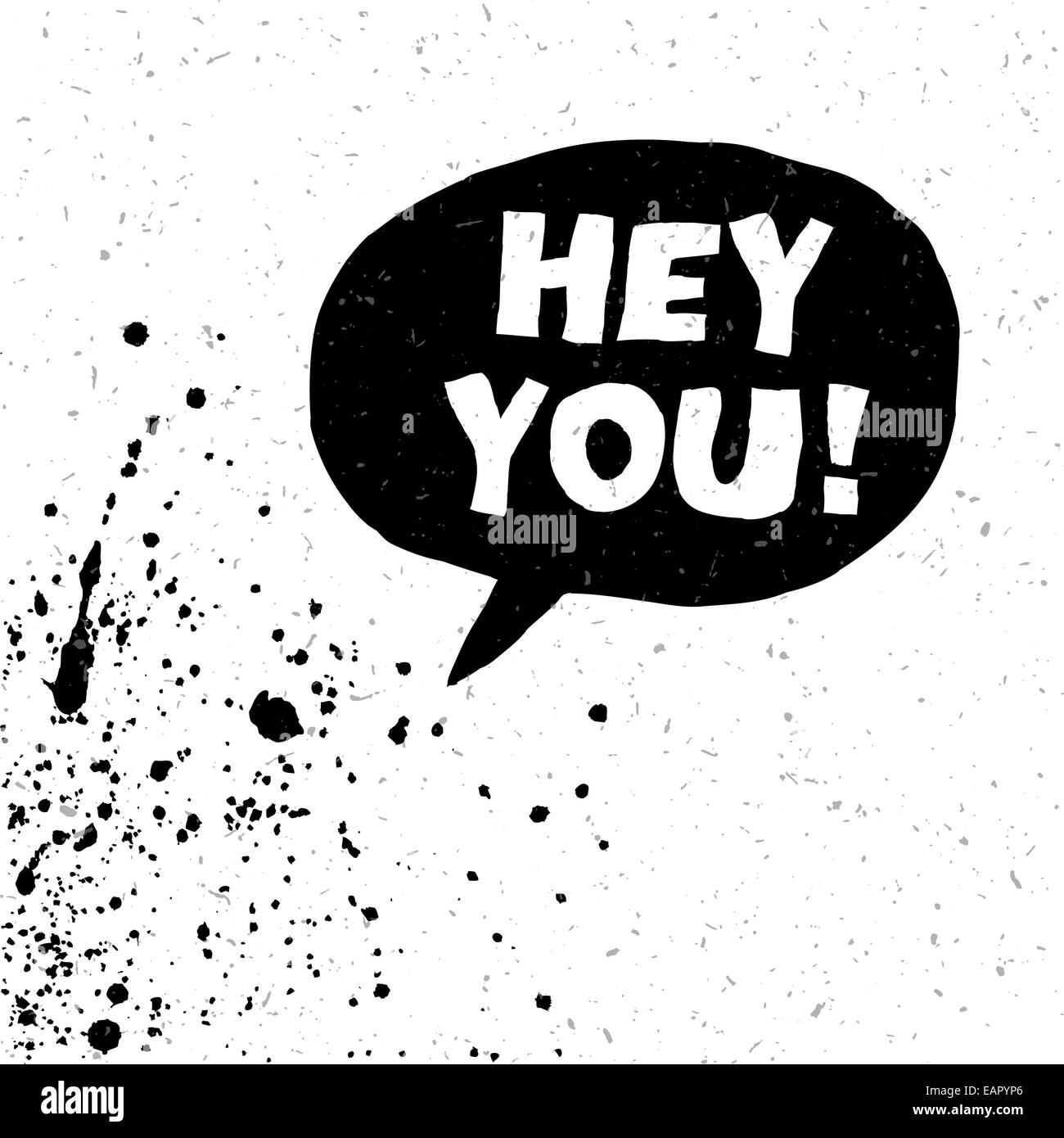Hey du! Ausrufezeichen Worte Vektor-Illustration. Schwarz / weiß-Version Stockfoto
