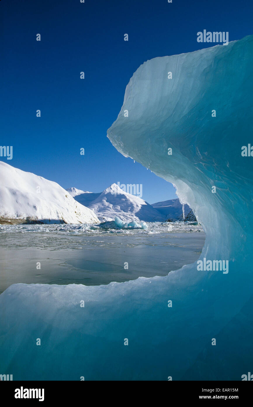 Eisberg auf gefrorenen Portage Lake Winter Alaska Stockfoto