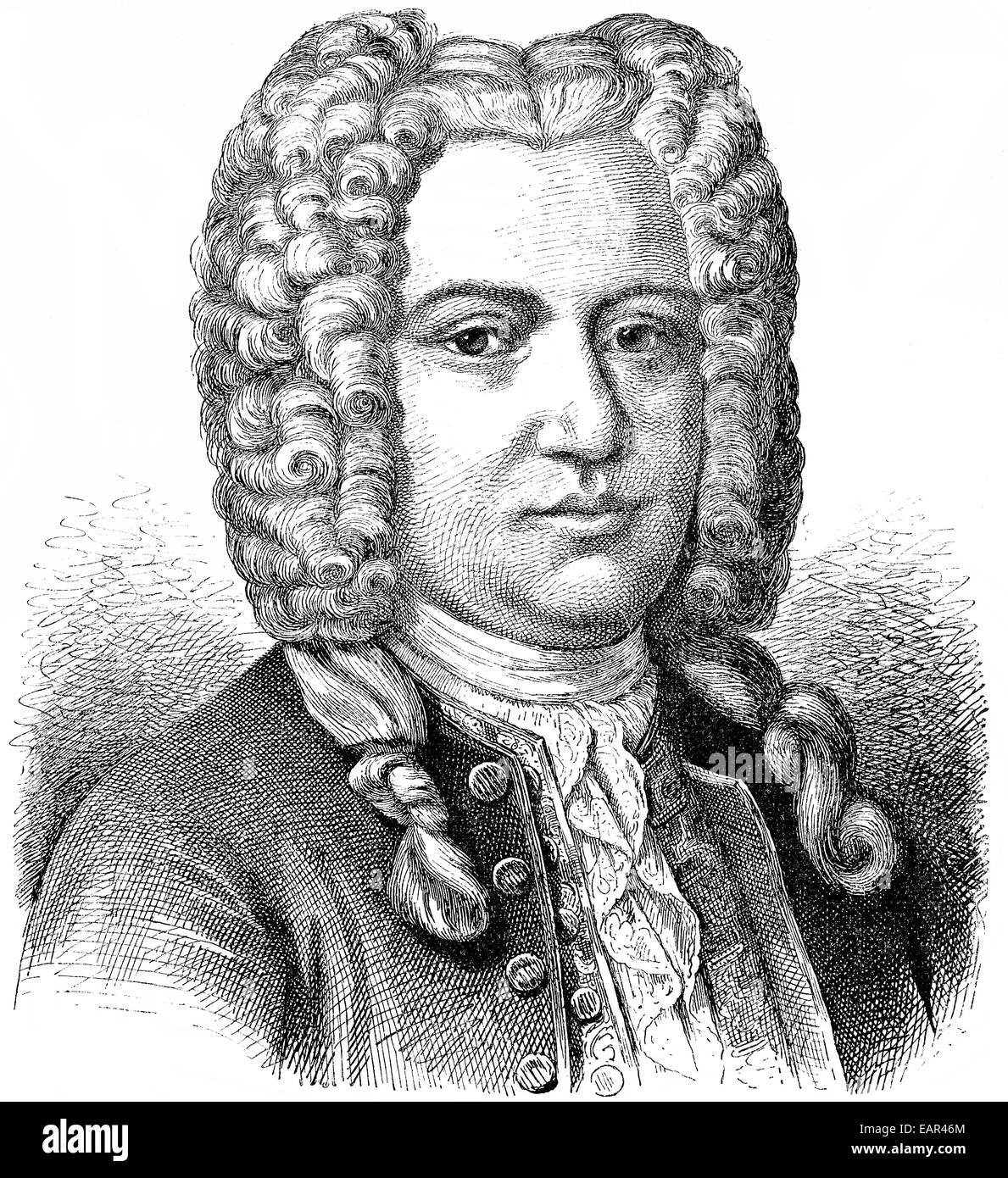 Händel oder George Frideric Handel, 1685-1759, ein deutsch-britischer Komponist des Barock, Georg Friedrich Händel Stockfoto